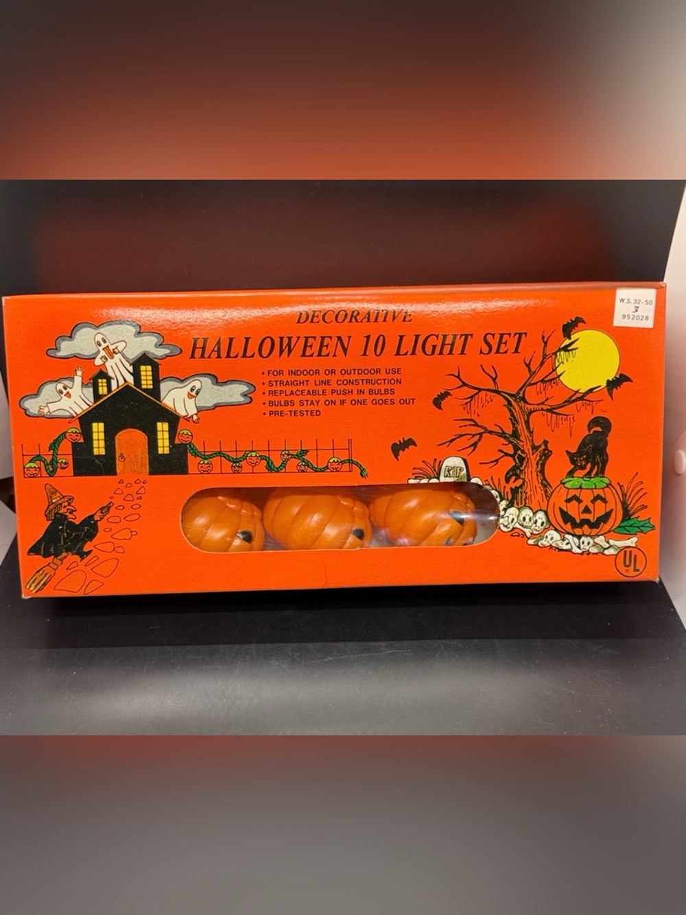 NWT Vintage deadstock Halloween Blow Mold Jack O Lanterns Pumpkin String Light